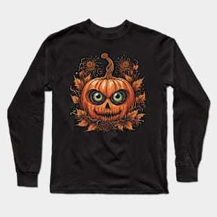 Halloween Pumpkin, Spooky Pumpkin Face Long Sleeve T-Shirt